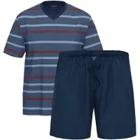 Ammann Schlafanzug Night & Home Cotton in Dunkelblau / blau | Gr.: L