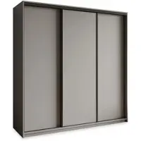 Masseno Schiebetürenschrank NISSE 180/205/60 cm Kleiderschrank mit 4 Schubladen Schlafzimmer Schrank 3-türig Graphitfarben