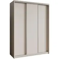 Masseno Schiebetürenschrank NISSE 150/205/60 cm Kleiderschrank mit Schubladen Schlafzimmer Schrank 3-türig Kaschmir + Satin