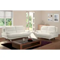 Vente-unique Couchgarnitur 3+2 - Kunstleder - Elfenbeinfarben - MUSKO