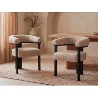 Vente-unique 2 Stühle mit Armlehnen aus Buchenholz und Gummibaumholz - Braun-grau und schwarz - LIVELIA