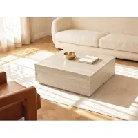 Vente-unique Couchtisch mit 2 Schubladen - MDF - Travertin-Optik Beige - ANTRIM