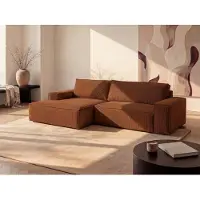 Vente-unique Ecksofa mit Schlaffunktion - Ecke links - Cord - Terracotta - AMELIA