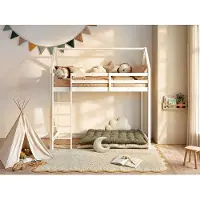 Vente-unique Hochbett Hausbett - Kiefernholz - 90 x 190 cm - Weiß - TARZIA