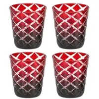 Edzard 4er Set Kristallgläser Dio (Höhe 8 cm), rubinrot, handgeschliffenes Glas, Füllmenge 0,14 Liter