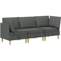 vidaXL Modular Sofa Set mit Stauraum 3 pcs Dunkelgrau Stoff