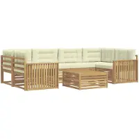 vidaXL Outdoor-Sofagarnitur 7 Stk. Weiß und Creme