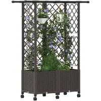 vidaXL Hochbeet mit Rankgitter und Dach Braun 124 x 40 x 142 cm PP