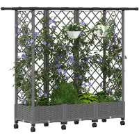 vidaXL Hochbeet mit Rankgitter und Dach Hellgrau 164 x 40 x 127 cm PP