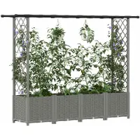 vidaXL Hochbeet mit Rankgitter und Dach Hellgrau 203 x 40 x 136 cm PP