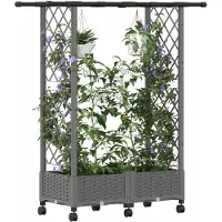 vidaXL Hochbeet mit Rankgitter und Dach Hellgrau 122,5 x 40 x 127 cm