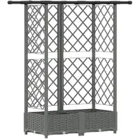 vidaXL Hochbeet mit Rankgitter und Dach Hellgrau 124 x 40 x 121 cm PP