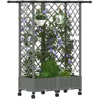 vidaXL Hochbeet mit Rankgitter und Dach Hellgrau 124 x 40 x 127 cm PP