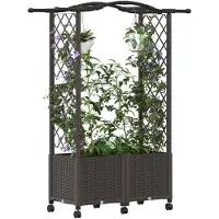 vidaXL Hochbeet mit Rankgitter und Dach Braun 125 x 40 x 144 cm PP