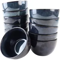 OTIX Suppenschüsseln ohne Henkel Set von 12 Schalen 600 ml Blau Keramik EBONY