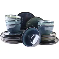 OTIX Serviesset 18-teilig Tafelservice Frühstücksteller Speiseteller Suppenschalen 6 Personen Blau EBONY