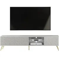 AX Living Lowboard TV Delvine 175 cm Weiß – mit goldfarbenen Füßen