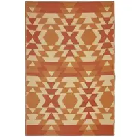 Homescapes Outdoor Teppich wetterfest orange-rot 180x270 cm, Gartenteppich Anya mit Ethno-Muster, Balkonteppich wendbar