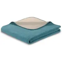 Biederlack Wohndecke Melange Doubleface 150x200 cm | teal-stone - blau