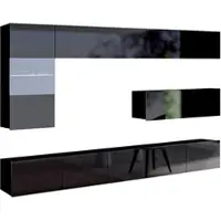 AX Living Möbel im Wohnzimmer Kossana 4 – 255 cm Breite, Schwarz