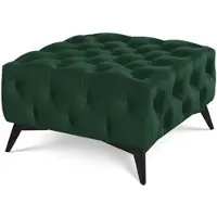 S-Style Möbel HOCKER Chesterfield Whitby Flaschengrün Samt mit schwarzen Füßen