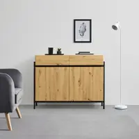 Bessagi Home Sideboard Jasmina Eichenfarben/Schwarz MDF