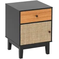 Costway Nachttisch Rattan 40 x 39 x 55 cm Schwarz