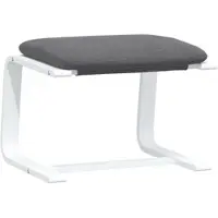 Décoshop26 - Fußhocker/Fußstütze 51 x 41 x 40 cm grauer Stoff und weißes Holz DEC030297