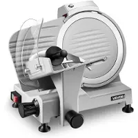 Vevor Gewerbliche Fleischschneidemaschine 300 W, Elektrische Aufschnittmaschine mit Abnehmbarer 25 cm Kohlenstoffstahl-Klinge, 0–12 mm Schnittdicke, für Gefrorenes Fleisch, Schinken, Baguette, Steak