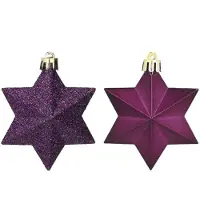 Décoris 12 Sterne 7cm Christbaumschmuck Kunststoff - bruchsichere Weihnachtskugeln Weihnachtsbaumschmuck Christbaumkugeln Feige