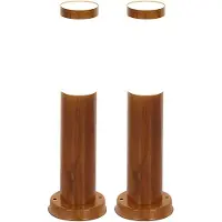 Globo 2er Set Sockelleuchte, Edelstahl, Holzoptik, opal, H 45 cm