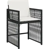 vidaXL 13-tlg. Garten-Essgruppe mit Kissen Schwarz Poly Rattan