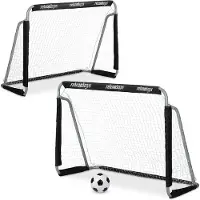 Relaxdays Fußballtor Garten, 2er Set, Kinder & Erwachsene, HBT: 110 x 150 x 75 cm, Metall, stabile Tore Fußball, schwarz