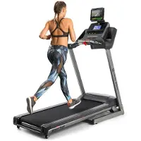 Capital Sports Infinity Track Laufband - 5 PS Treadmill mit integrierten Lautsprechern & AUX-IN, Laufbahn mit Pulssensor, 36 Programme, klappbar, Bodenrollen, hellgrau
