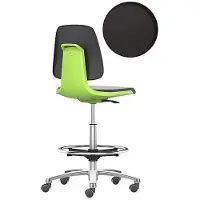 BIMOS Arbeitsdrehstuhl Labsit hoch, SKINTEC-Polster, Sitz-Stopp-Rollen, B 450 x T 420 x H 560 - 810 mm, grün