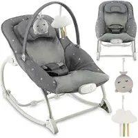Momi LAPIS – Elektrische Babywippe mit Musikmodul (8 Melodien), 3 Vibrationsstufen, verstellbare Rückenlehne & arretierbar – Dunkelgrau
