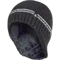 Heat Holder (7-10 Jahre, Anthrazit) - - Jungen Patrol Umsatz Konturierte lange Ohrenklappen Pompon Hut