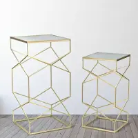 Dmora Dmoras Couchtisch Bibbiena 50x50x100 cm Gold Zeitungsständer