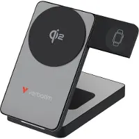 Verbatim Charge 'n' Go Qi2 3-in-1 Magnetic Wireless Power Bank, 10000 mAh, USB-C, Grey