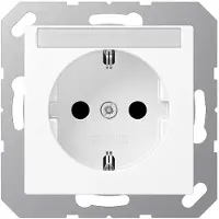 JUNG SCHUKO Steckdose, 16 A 250 V , mit Schriftfeld, integrierter erhöhter Berührungsschutz, Thermoplast lackiert, Serie A, schneeweiß matt A1520BFKINAWWM