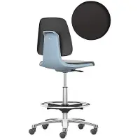 BIMOS Arbeitsdrehstuhl Labsit hoch, SKINTEC-Polster, Sitz-Stopp-Rollen, B 450 x T 420 x H 560 - 810 mm, blau