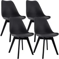 CLP 4er Set Esszimmerstühle Linares gepolstert mit Rückenlehne Buchenholzgestell schwarz/schwarz Material Kunststoff