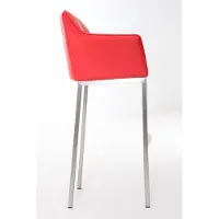 CLP 2er Set Barhocker Damaso Kunstleder mit Vierfußgestell rot/edelstahl