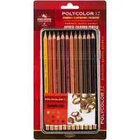 Koh-I-Noor Polycolor- Künstlerfarbstifte 12er Set " Braune Serie " im Metalletui / Blister
