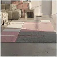 KADIMA DESIGN Teppich Wohnzimmer Karo Pflegeleicht Waschbar Strapazierfähig Schlafzimmer OEKO-TEX Pink 160x230 cm Gekettelt – MONZA von