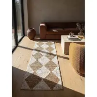 KADIMA DESIGN Jute Teppich Flachgewebe Rautenmuster Handgefertigt Naturfaser | 60x230cm