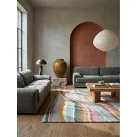 KADIMA DESIGN Wollteppich Handgetuftet Abstraktes Wellenmuster Multicolor Langlebig | 160x230cm