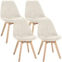CLP 4er Set Esszimmerstühle Linares gepolstert mit Rückenlehne Buchenholzgestell | Farbe beige Material Cord