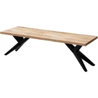 KADIMA DESIGN ESSZIMMERBANK Massivholz Metall Loft-Stil, Akazie 175x45x45 cm