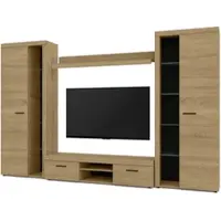 AX Living Spacoro XL Wohnwand Geölte Eiche modern 300cm breit ohne LED